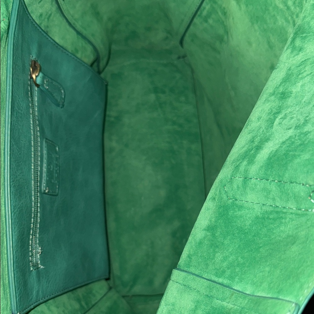 Susan Joy Taylor Oversized Turquoise Vegan Leather Tote Bag - Picture 7 of 13